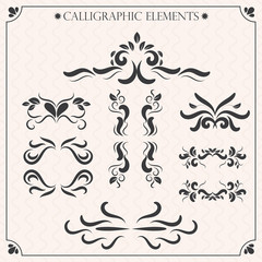 Vector set of calligraphic design elements and page decorations2