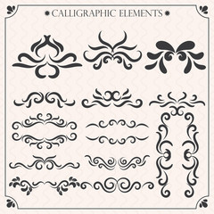 Vector set of calligraphic design elements and page decorations2