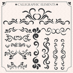 Vector set of calligraphic design elements and page decorations2