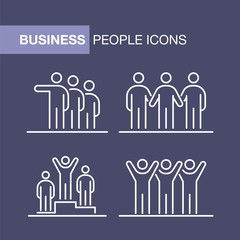 Business people icons set simple line flat illustration