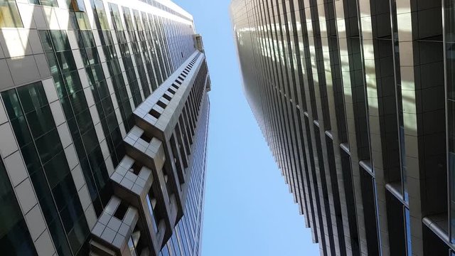 High angle view of Steel, concrete and glass Skyscrapers, Dubai, United Arab Emirates