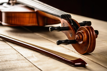 Naklejka na ściany i meble musical instrument violin on the table