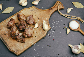 pieces of roasted pork meat