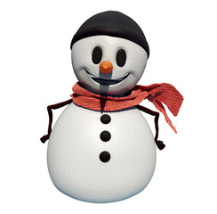 A snowman illustration made on the 3D software. 