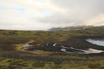 View of the Icelandic volcano land