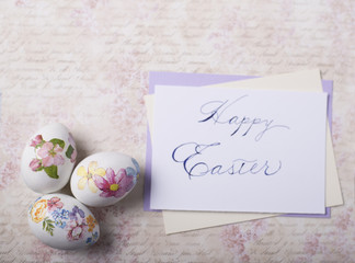 Easter eggs card with caligraphy fonts