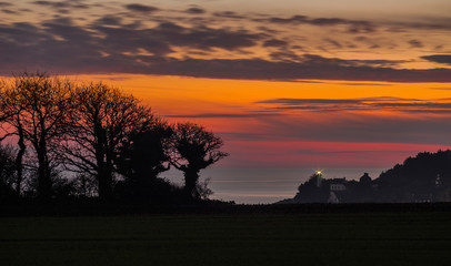 Bretagne Finist&egrave;re Port Manec'h avec son Phare vue de la Pointe de Penquern&eacute;o - Brittany Finist&egrave;re Port Manec' h with its lighthouse seen from the Pointe de Penquern&eacute;o