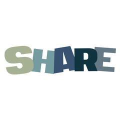 Typographic illustration of Share in multi colors on an isolated white background