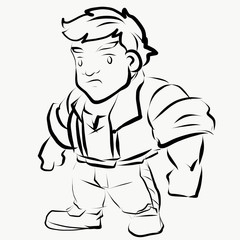 Drawing line man handsome on white background.