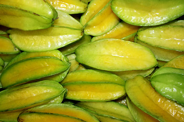 Carambolas on the market. Star fruit.