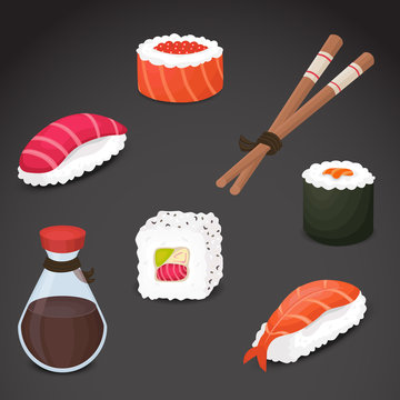 Sushi vector illustration.
