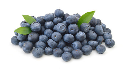 Blueberries on white background