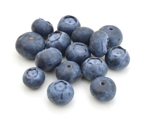 Blueberries on white background