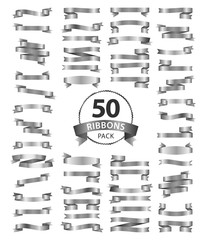 pack of 50 selver ribbons white background