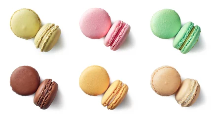 Door stickers Macarons Colorful french macarons on white background
