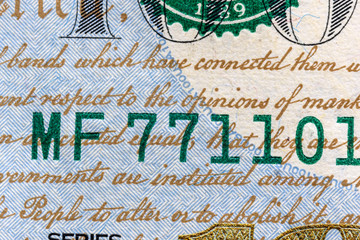 a fragment of a banknote one hundred American dollars