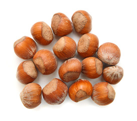 tasty hazelnuts, isolated on white