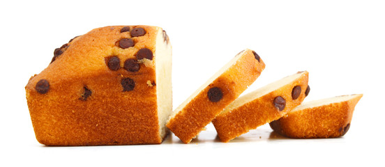 Top View of a Chocolate Chip Muffin Isolated on a White Background