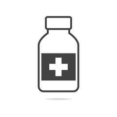 Medicine bottle line icon vector