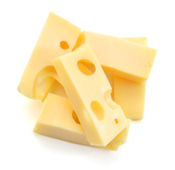 piece of cheese isolated on a white background