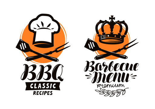 BBQ, barbecue logo or label. Element for restaurant menu design. Food vector illustration
