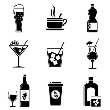 Beverages icons set