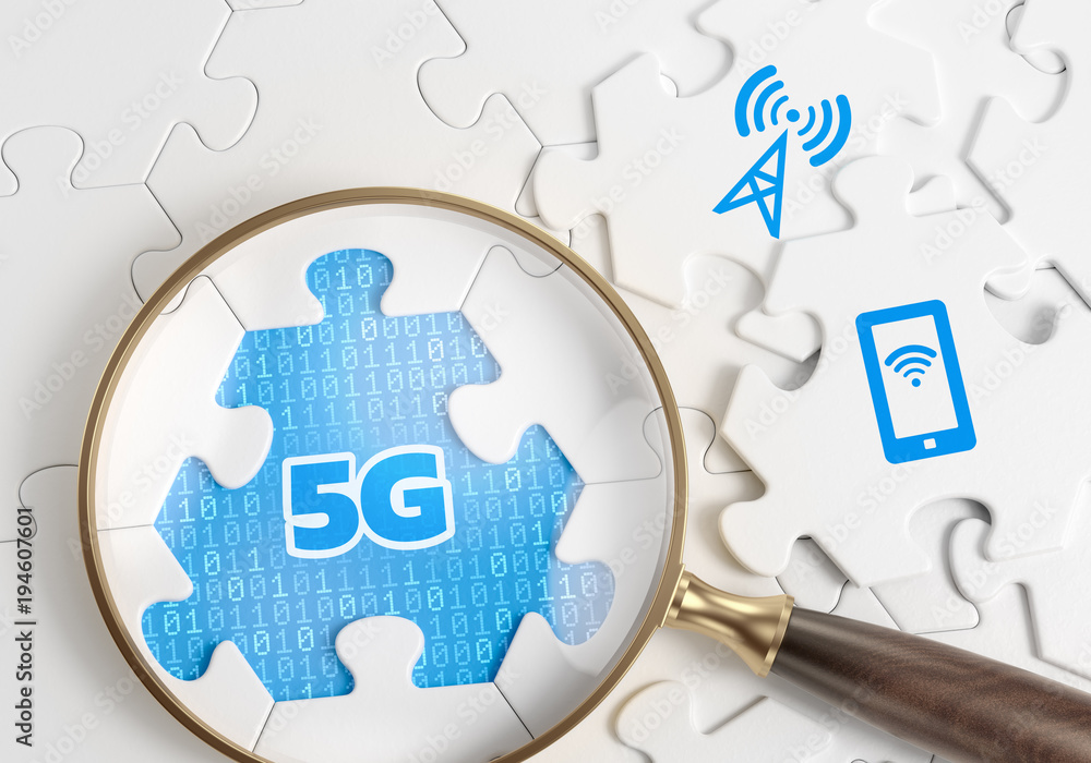 Poster search for 5g network. 3d rendering graphic composition on the subject of 'wireless technologies / m
