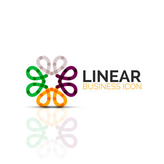 Abstract flower or star, linear thin line icon. Minimalistic business geometric shape symbol created with line segments