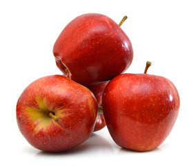 fresh red apples isolated on white background