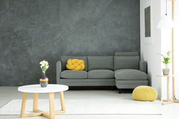 Grey and yellow living room