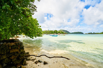 Tropical beach of Anse L'islette (Port launey road) , Mahe Seychelles