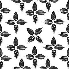 Elegant Black Ottoman tulips pattern background
