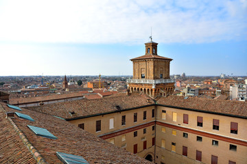 panorama seen from the Este castle Ferrara Italy