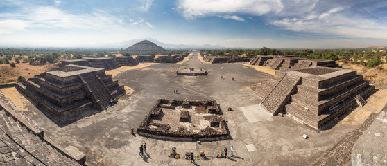 Teotihuacan, Mexico City, Mexico, South America - January 2018 [The Great Pyramid of Sun and Moon,...