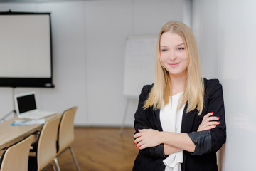Young business woman working at modern office