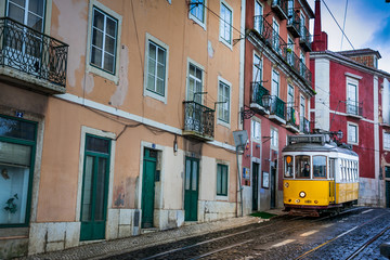 Naklejka na ściany i meble LISBON, PORTUGAL - January 28, 2011: A view of the Alfama neighbourhood