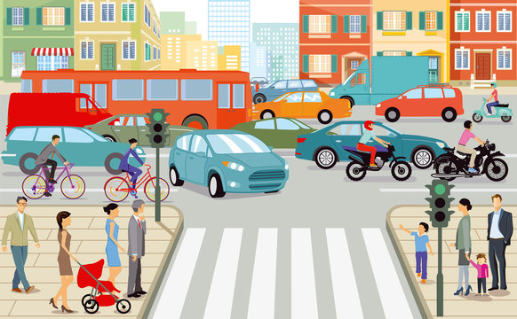 Straßenverkehr in der Stadt, illustration 