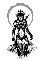 Priestess warrior fantasy silhouette illustration