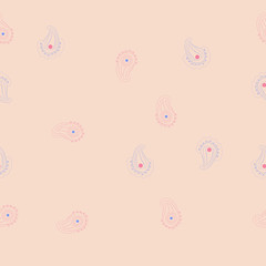 Paisley  oriental seamless  pattern, stripes . Hand drawn.