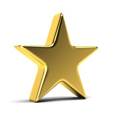 Gold Star Icon. 3D Gold Render Illustration