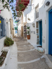 Fototapeta na wymiar A tipical narrow alley of Astypalaia island