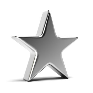 Silver Star Icon. 3D Gold Render Illustration