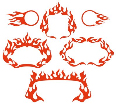 Stylized fire flame vector frames