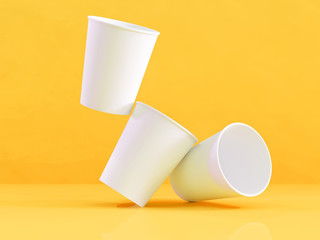 business card mockup, 3d illustration, yellow background