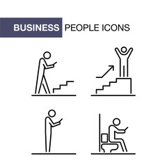 Business people icons set simple line flat illustration