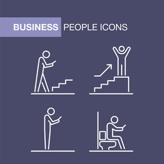 Business people icons set simple line flat illustration