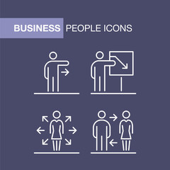 Business people icons set simple line flat illustration