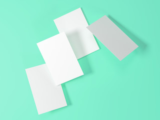 business card mockup, 3d illustration, turquoise background