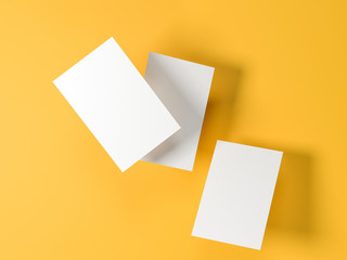 paper cups, 3d illustration, mock up, yellow background