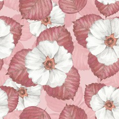 Delicate floral seamless pattern 6. Watercolor background with white flowers